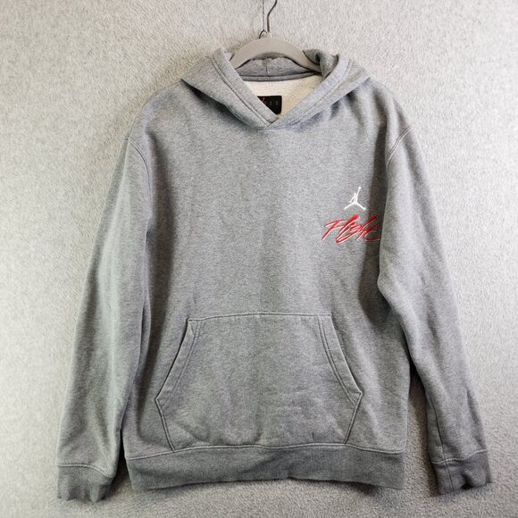 Jordan Hoodie Mens M Gray Flight Air Essentials Fleece Pullover Jumpman - Picture 14 of 14